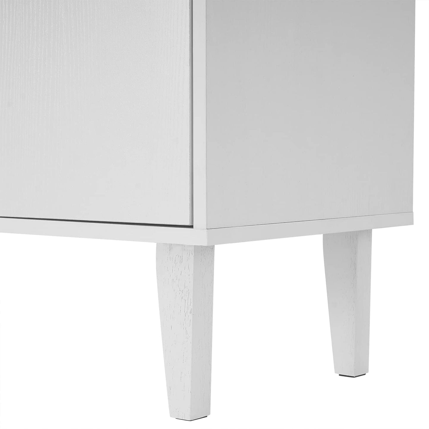 White Sideboard Buffet Cabinet with 4 Doors, Kitchen and Living Room Storage Console Table