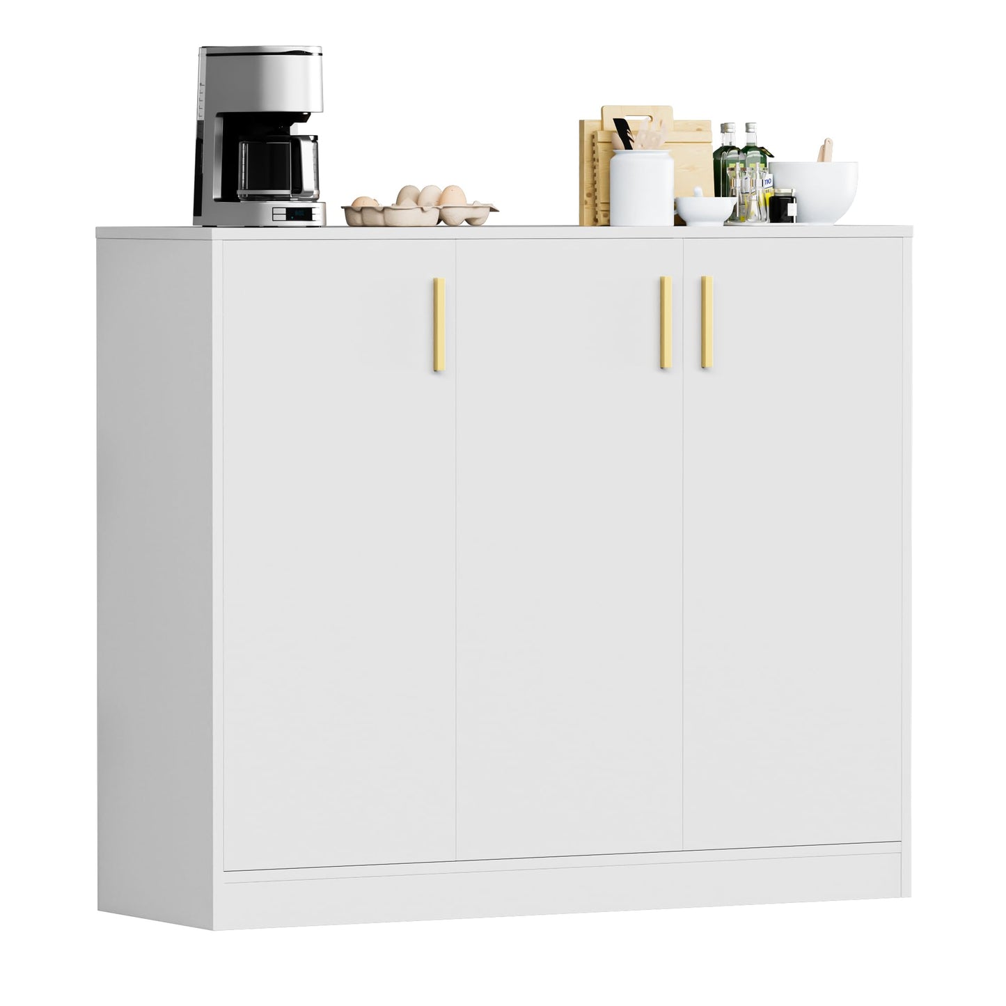 Buffet Cabinet with Doors and Shelves, 35.4" Tall Wood Sideboard Console Table for Kitchen, Living Room, Entryway, or Hallway, White