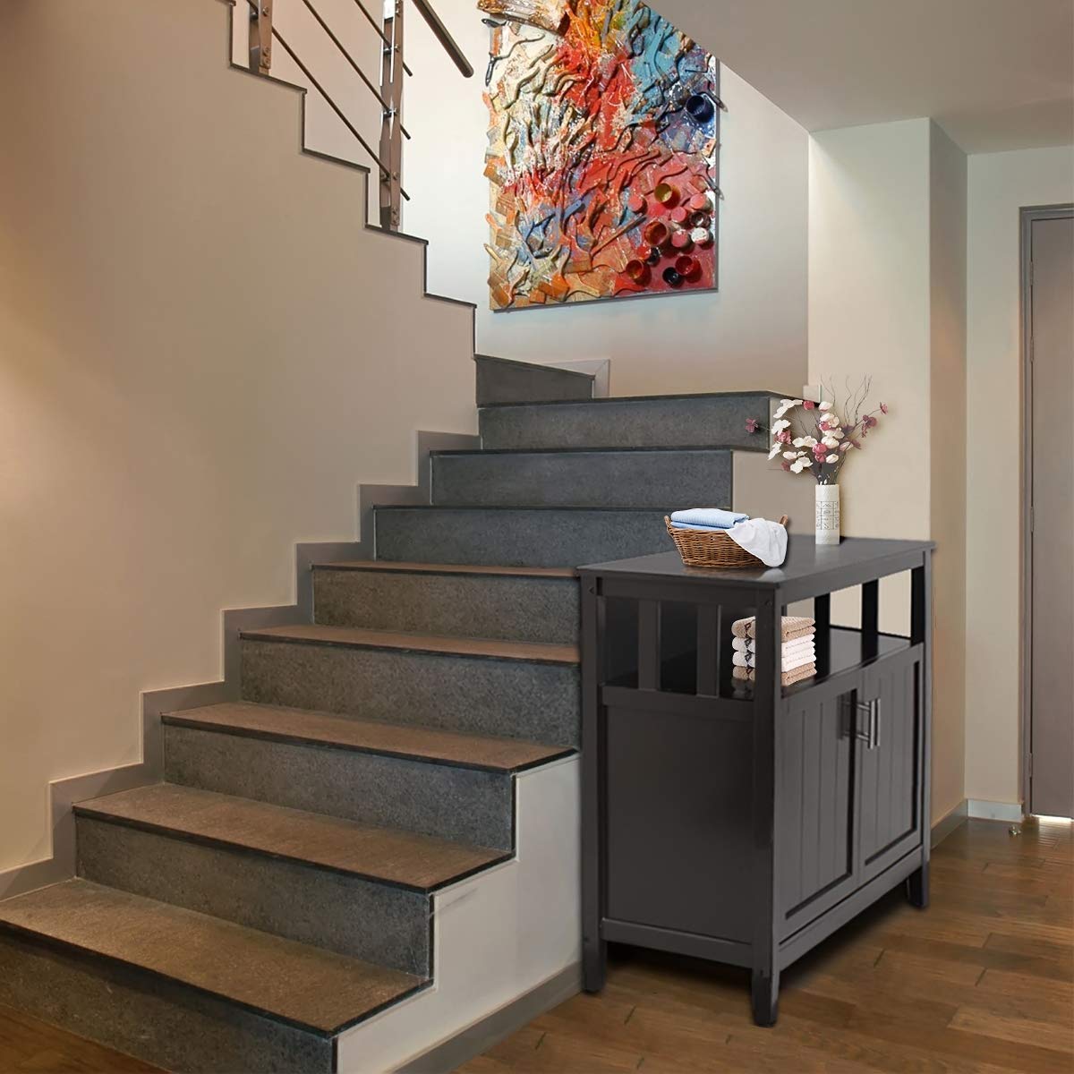 Espresso Buffet Cabinet with 2 Doors, Large Modern Storage Cabinet, MDF and Wood, 39.96" x 15.75" x 34.25"