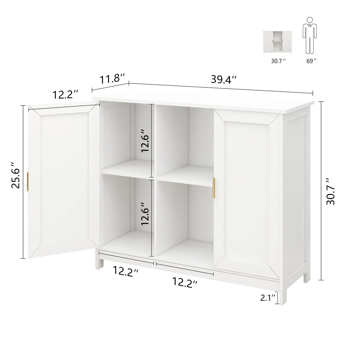Black Buffet Cabinet with Storage, Modern Narrow Wooden Sideboard Accent Table for Living Room