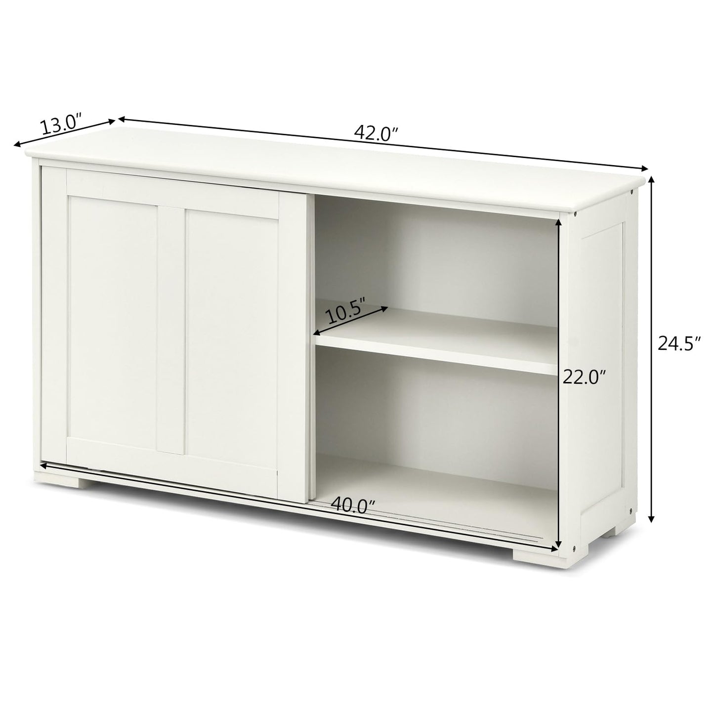 Wooden Sideboard Buffet Cabinet with Adjustable Shelf and Sliding Barn Door, Kitchen Storage and Coffee Bar Console Table for Living Room, Dining Room, or Hallway, White