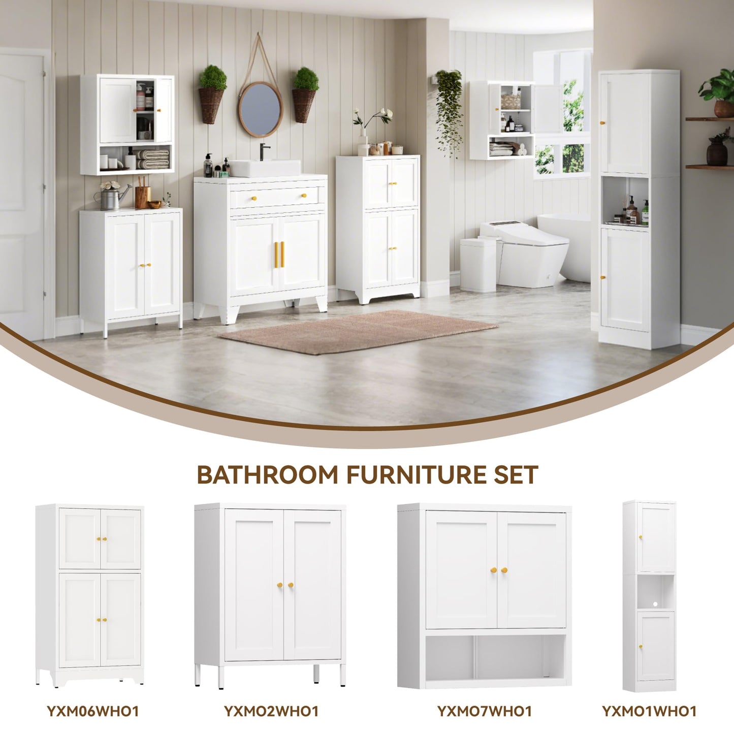 Metal Bathroom Storage Cabinet with 2 Doors and 2 Adjustable Shelves, Freestanding Sideboard for Small Spaces, Living Room, Home Office, or Dining Room
