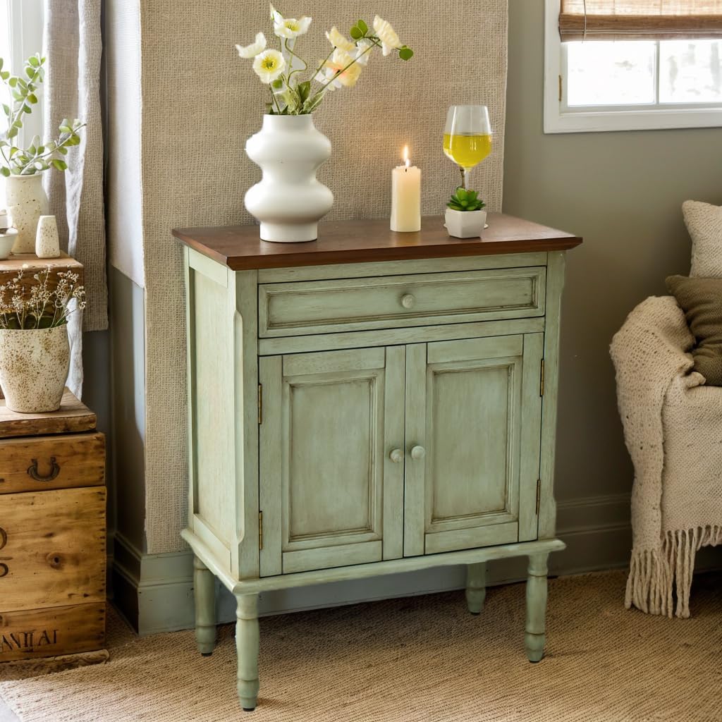 **Storage Cabinet, Coffee Bar Buffet Sideboard with Doors and Drawers, Modern Buffet Cabinet Storage Table for Kitchen, Dining Room, Entryway, and Living Room, Green**