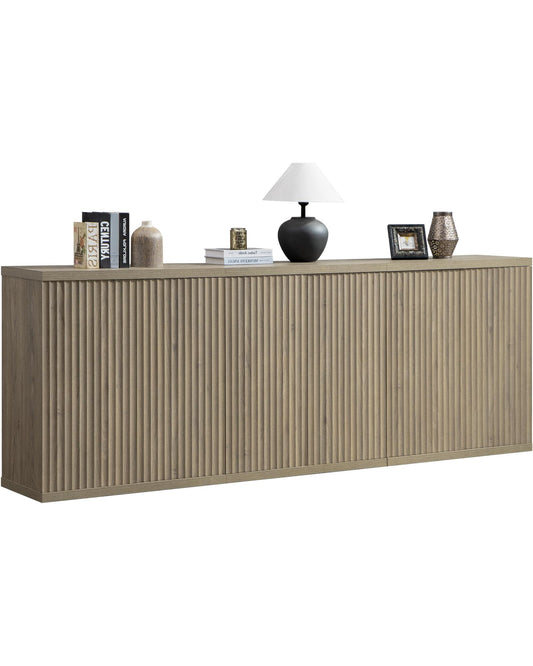 **SICOTAS 3-Piece Buffet Cabinet Set with Storage, Modern Fluted Sideboards and Credenzas with Doors & Shelves, Mid-Century Coffee Bar Media Console for Living Room, Kitchen, Dining Room, or Hallway**