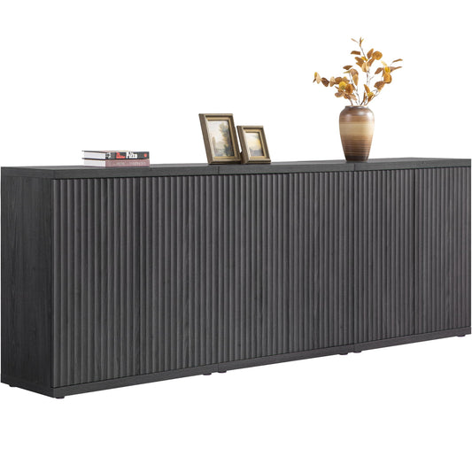 **SICOTAS 3-Piece Buffet Cabinet Set with Storage, Modern Fluted Sideboards and Credenzas with Doors & Shelves, Mid-Century Coffee Bar Media Console for Living Room, Kitchen, Dining Room, or Hallway**
