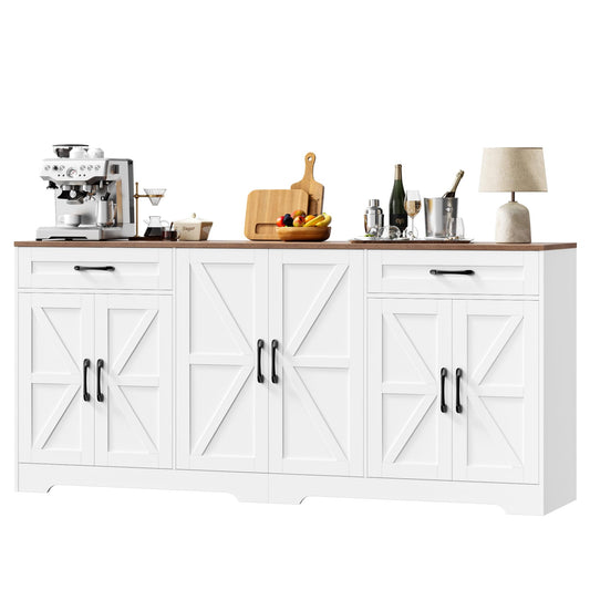 **YGEOMER Farmhouse Buffet Cabinet Sideboard with 3 Drawers and 2 Doors, Wood Coffee Bar Storage Cabinet for Kitchen or Dining Room**