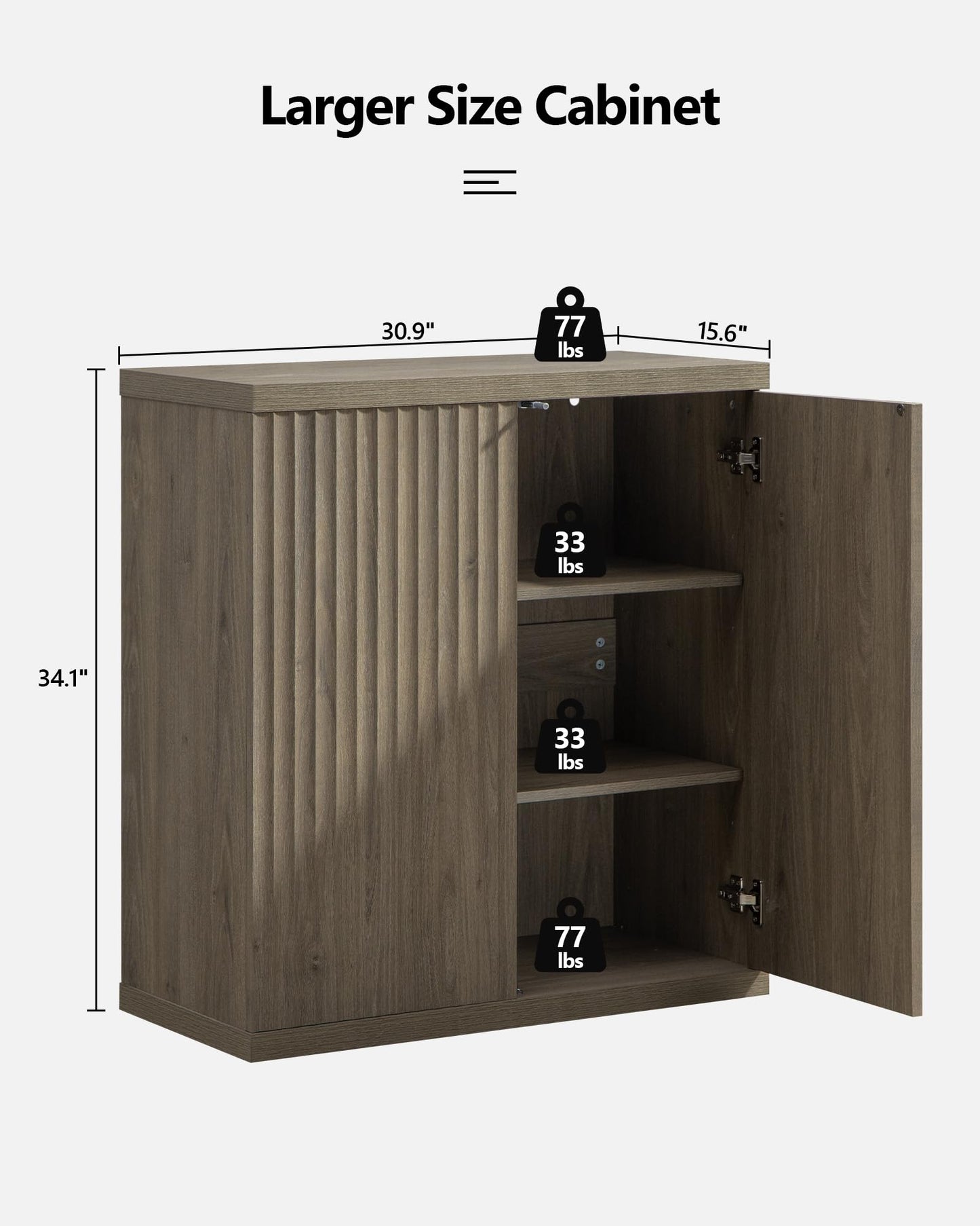 **SICOTAS 3-Piece Buffet Cabinet Set with Storage, Modern Fluted Sideboards and Credenzas with Doors & Shelves, Mid-Century Coffee Bar Media Console for Living Room, Kitchen, Dining Room, or Hallway**