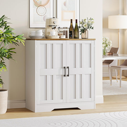 Sideboard Buffet Cabinet, Modern Farmhouse Kitchen Storage Cabinet, Small Modular Accent Cabinet Coffee Station Bar Media Console Table Credenza for Kitchen Dining Room, Living Room Entryway Hallway