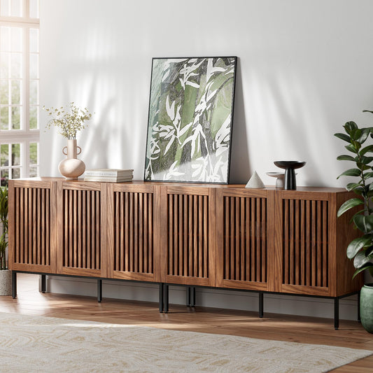 **Set of 2 Accent Storage Cabinets with 3 Doors and Adjustable Shelves, Freestanding Buffet Cabinets, Modern Sideboard Buffet Cabinets for Living Room, Dining Room, Kitchen, and Hallway**