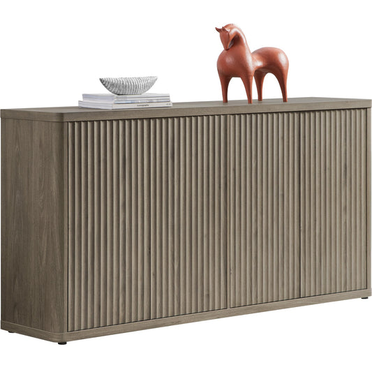 SICOTAS 66.3" Modern Fluted Buffet Cabinet with Storage, Accent Sideboard with 4 Doors, Wide Credenza Buffet Table Media Console Cabinet for Entryway, Kitchen, Dining Room, Living Room, or Hallway