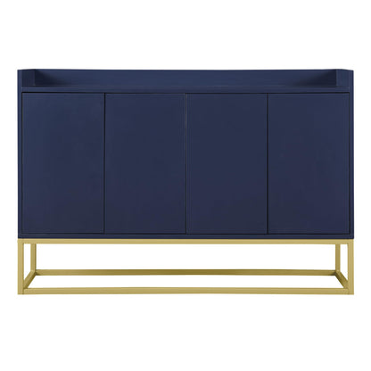 Modern Wood Sideboard Buffet Cabinet with Doors, Adjustable Shelves, and Metal Base, Kitchen Storage for Small Spaces, Navy Blue