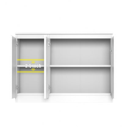 43" White Buffet Storage Cabinet with 3 Doors, Coffee Bar Sideboard for Kitchen or Living Room, 43.3" W x 31.5" H
