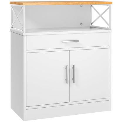 **Shintenchi Modern Kitchen Buffet Cabinet with Adjustable Shelf, Farmhouse Coffee Bar Storage Cabinet, White**