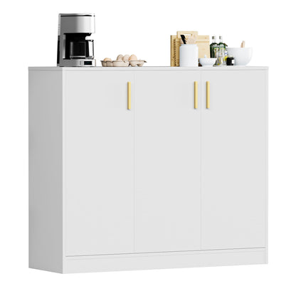 Buffet Cabinet with Doors and Shelves, 35.4" Tall Wood Sideboard Console Table for Kitchen, Living Room, Entryway, or Hallway, White