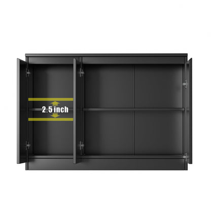 43" Black Buffet Storage Cabinet with 3 Doors, Coffee Bar Sideboard for Kitchen or Living Room, 43.3" W x 31.5" H