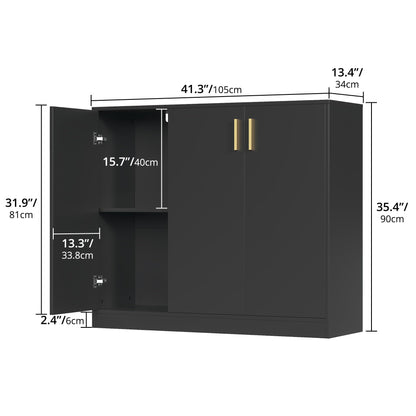 Buffet Cabinet with Doors and Shelves, 35.4" Tall Wood Sideboard Console Table for Kitchen, Living Room, Entryway, or Hallway, Black