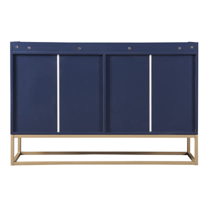 Modern Wood Sideboard Buffet Cabinet with Doors, Adjustable Shelves, and Metal Base, Kitchen Storage for Small Spaces, Navy Blue