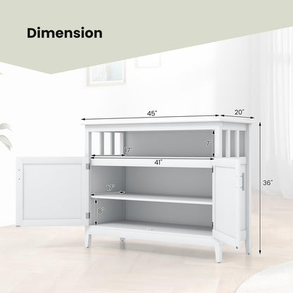 Freestanding Buffet Cabinet with Adjustable Shelf, Kitchen Storage Sideboard Console Table, 45" x 20" x 36", White