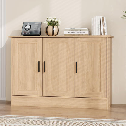 43" Oak Buffet Cabinet with 3 Doors and Adjustable Shelf, Modern Coffee Bar Sideboard for Kitchen or Living Room