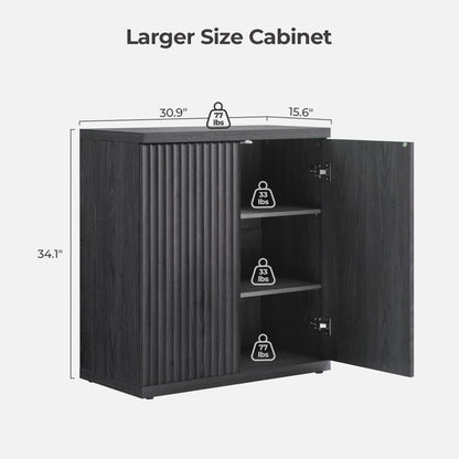 **SICOTAS 3-Piece Buffet Cabinet Set with Storage, Modern Fluted Sideboards and Credenzas with Doors & Shelves, Mid-Century Coffee Bar Media Console for Living Room, Kitchen, Dining Room, or Hallway**