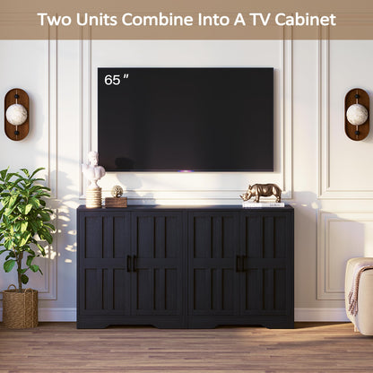 Modern Farmhouse Sideboard Buffet Cabinet, Small Modular Storage Console Table for Kitchen, Dining, Living Room, Entryway, or Hallway