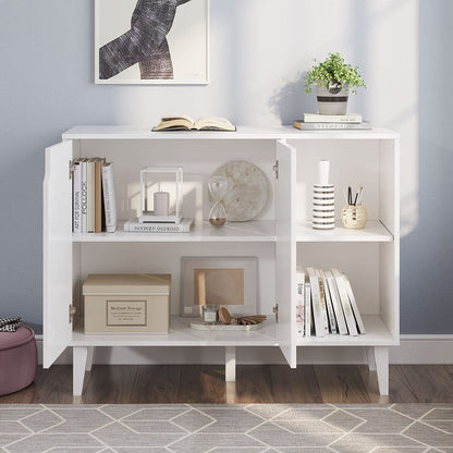 White Kitchen Buffet Cabinet with 2 Doors and 2 Shelves, Storage Sideboard, 41.8" L x 15" W x 32.5" H