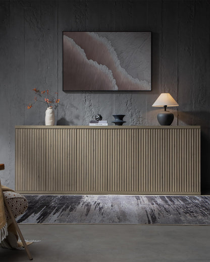 **SICOTAS 3-Piece Buffet Cabinet Set with Storage, Modern Fluted Sideboards and Credenzas with Doors & Shelves, Mid-Century Coffee Bar Media Console for Living Room, Kitchen, Dining Room, or Hallway**