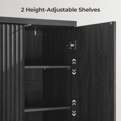 **SICOTAS 3-Piece Buffet Cabinet Set with Storage, Modern Fluted Sideboards and Credenzas with Doors & Shelves, Mid-Century Coffee Bar Media Console for Living Room, Kitchen, Dining Room, or Hallway**