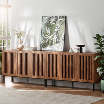 **Set of 2 Accent Storage Cabinets with 3 Doors and Adjustable Shelves, Freestanding Buffet Cabinets, Modern Sideboard Buffet Cabinets for Living Room, Dining Room, Kitchen, and Hallway**