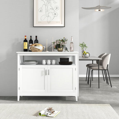 Freestanding Buffet Cabinet with Adjustable Shelf, Kitchen Storage Sideboard Console Table, 45" x 20" x 36", White