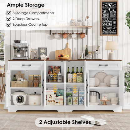 **YGEOMER Farmhouse Buffet Cabinet Sideboard with 3 Drawers and 2 Doors, Wood Coffee Bar Storage Cabinet for Kitchen or Dining Room**