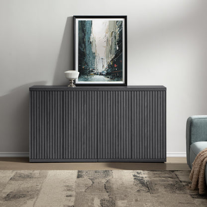 **SICOTAS 3-Piece Buffet Cabinet Set with Storage, Modern Fluted Sideboards and Credenzas with Doors & Shelves, Mid-Century Coffee Bar Media Console for Living Room, Kitchen, Dining Room, or Hallway**