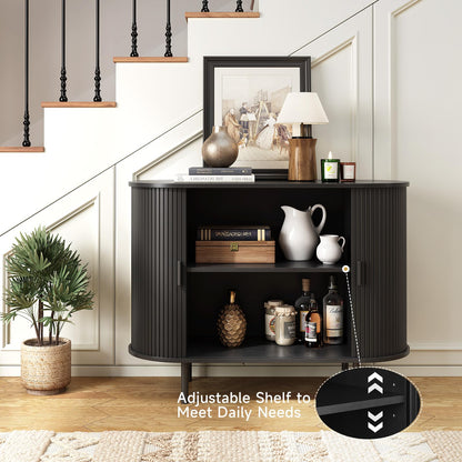 **40" Sideboard Buffet Cabinet with Storage, Sliding Door & Adjustable Shelf, Modern Accent Coffee Bar Console Table for Kitchen or Entryway, Black**