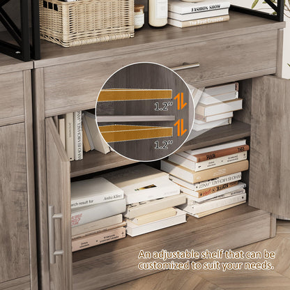 31" Modern Sideboard Buffet Cabinet with Adjustable Shelf, Wood Farmhouse Coffee Bar Storage for Kitchen or Dining Room, Ash Grey